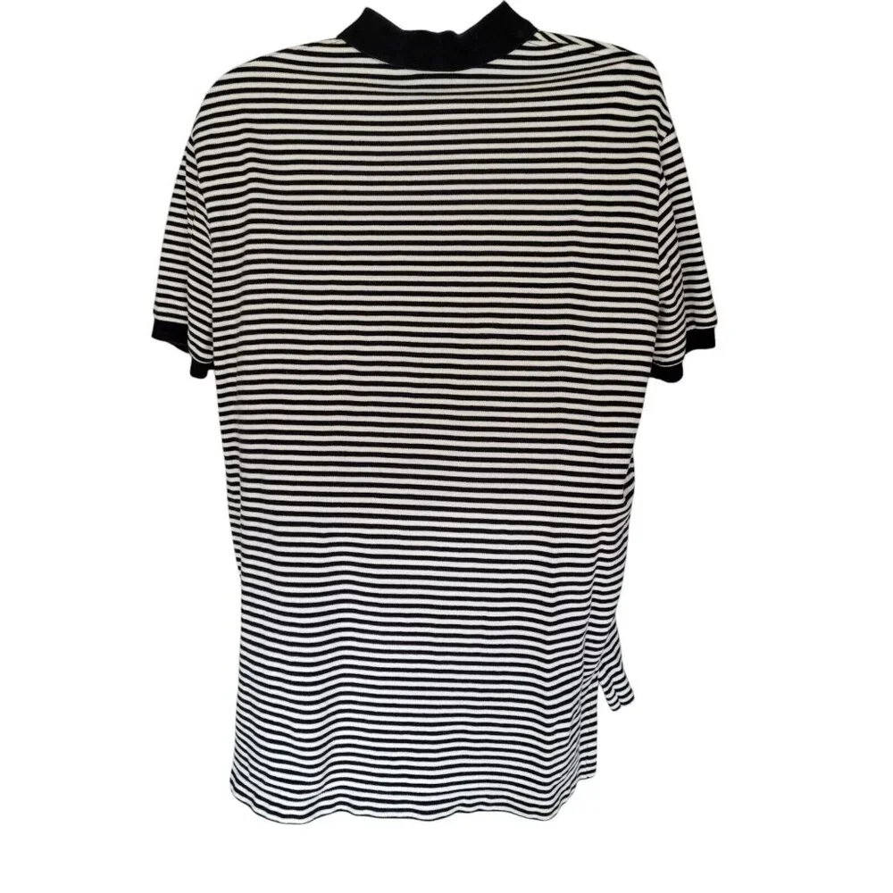 VTG Polo Ralph Lauren Shirt Men's Size‎ XL Black Stripe S/S 90s Y2K Preppy